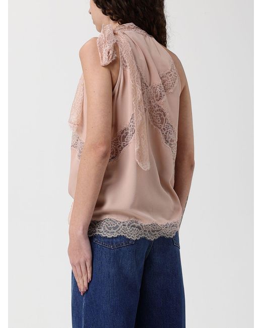 Pinko Blue Top With Lace Inserts