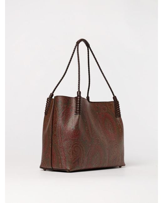 Etro Brown Paisley Libra Coated Cotton Bag