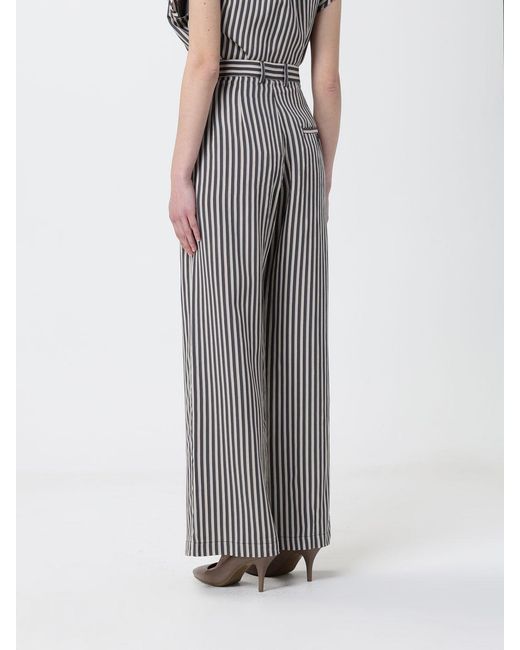 Tela Gray Striped Viscose Blend Pants