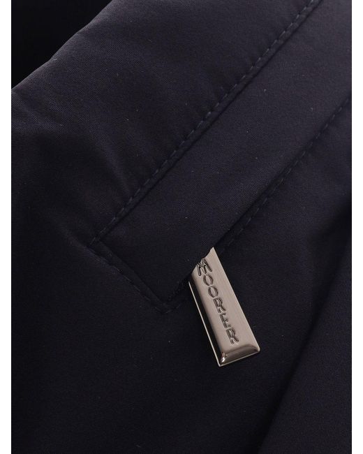 Moorer Blue Double-Breasted Technical Fabric Coat for men