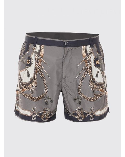 Dolce & Gabbana Gray Dolce &Amp Gabbana Printed Nylon Swimsuit for men
