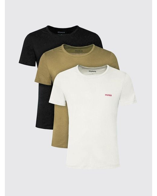 HUGO Black Set Of 3 Cotton Underwear T-Shirts for men