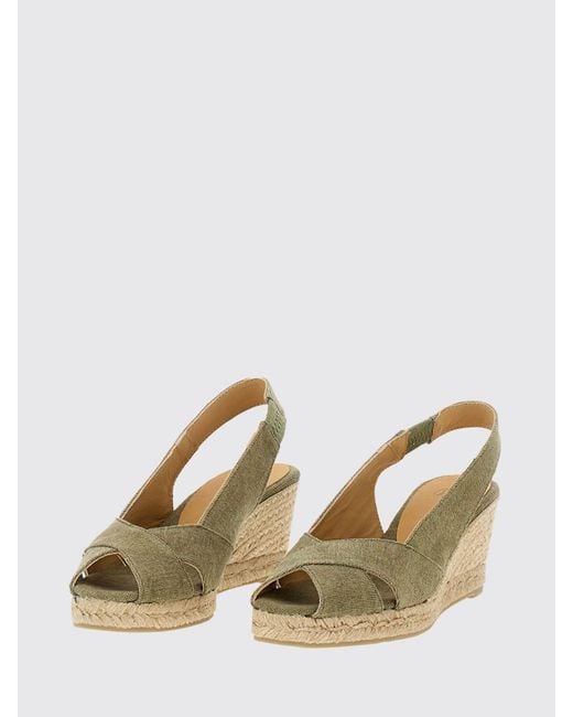 Castaner Natural Diana Mid-Wedge Canvas Espadrilles With Open Toe