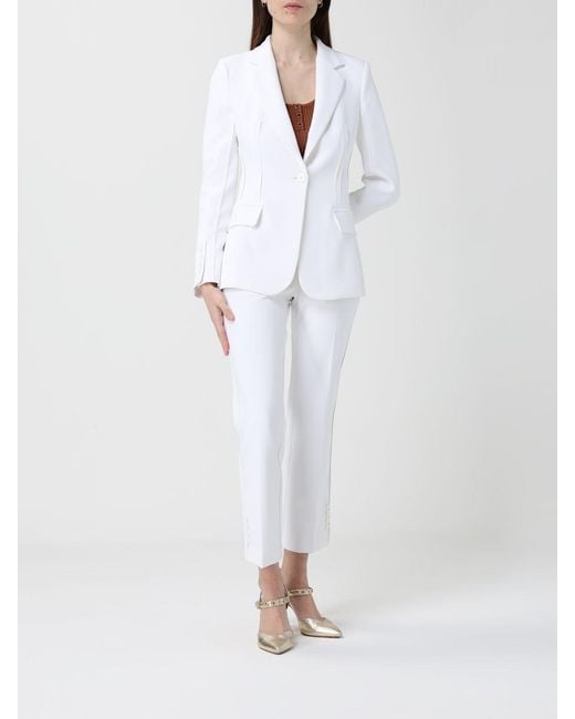 Elisabetta Franchi White Crêpe Cropped Trousers