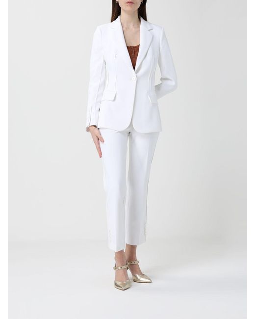 Elisabetta Franchi White Slim Single-Breasted Blazer