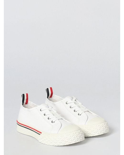 Thom Browne White Collegiate Cotton Canvas Sneakers