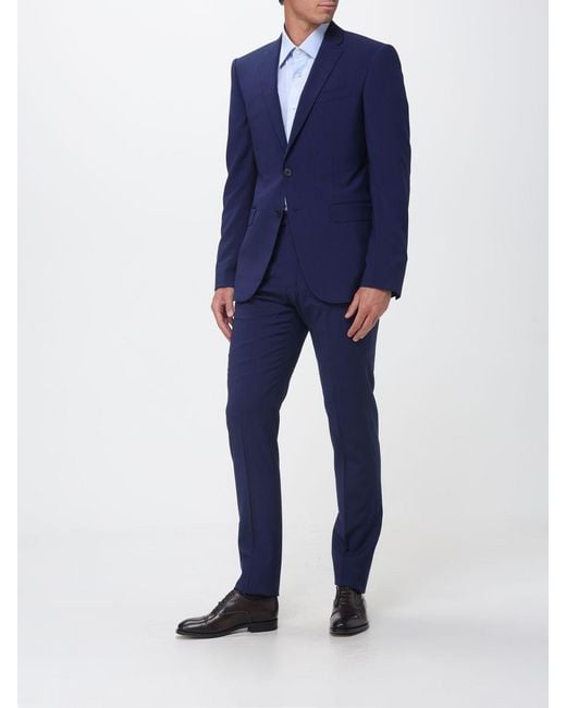 Emporio Armani Blue Single-Breasted Virgin Wool Suit for men