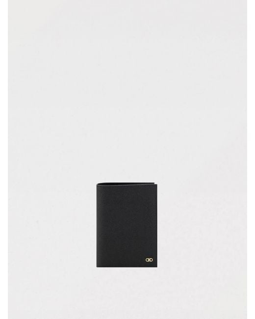 Ferragamo White Gancini Grained Leather Passport Holder for men