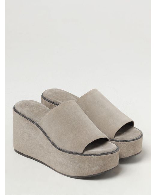 Brunello Cucinelli Gray Wedge Shoes