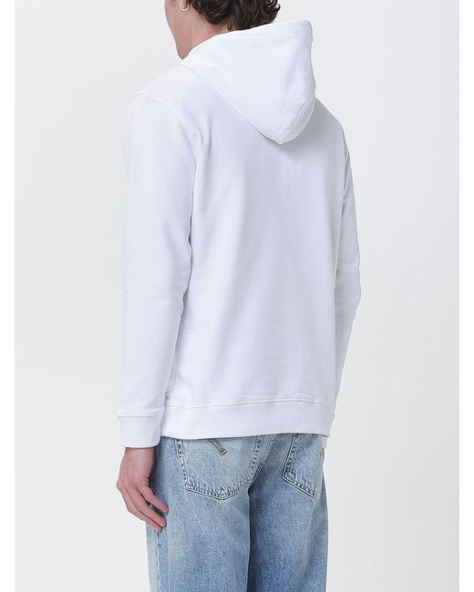 Dondup White Cotton Hoodie With Logo for men