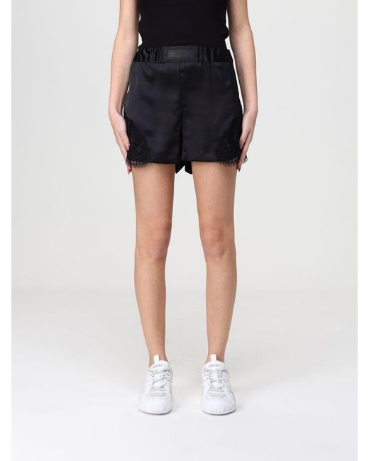 Versace Black Nylon Shorts With Lace Inserts