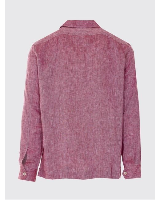 Brunello Cucinelli Pink Linen Casual Shirt for men