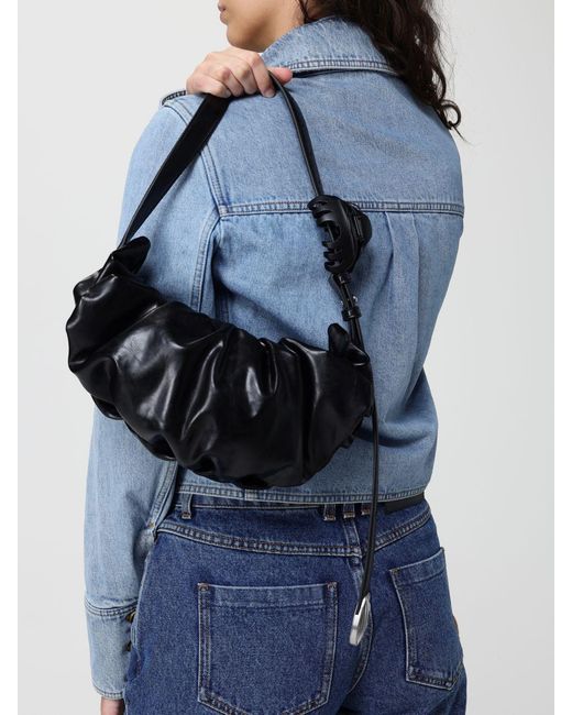 DIESEL Black Grab-D Ruched Faux Leather Bag