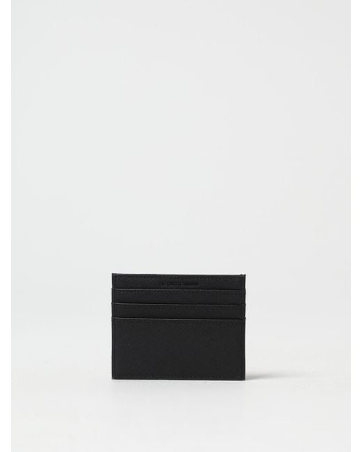 Emporio Armani White Saffiano Faux Leather Credit Card Holder for men