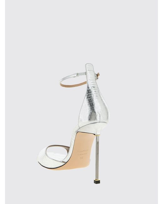 Tom Ford White Tejus Laminated Lizard Print Leather Sandals