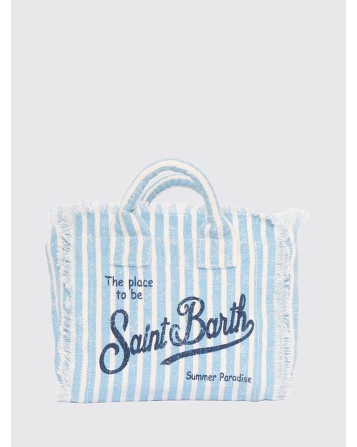 Mc2 Saint Barth Blue Striped Linen Vanity Bag