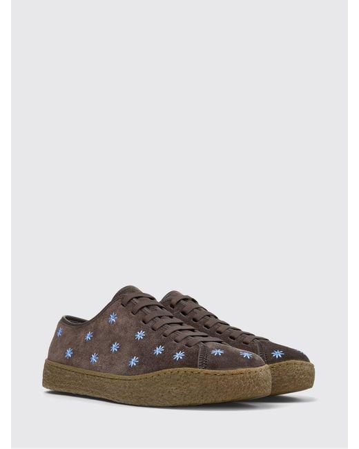 Camper White Peu Terreno Suede Sneakers With Floral Embroidery for men