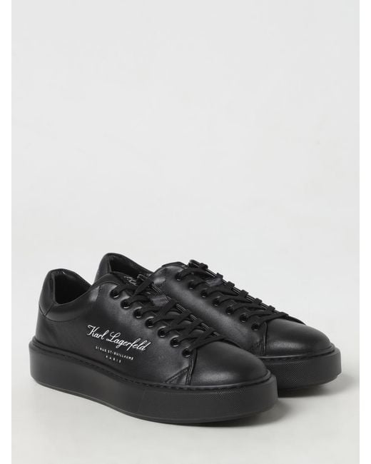 Karl Lagerfeld Black Synthetic Leather Sneakers for men