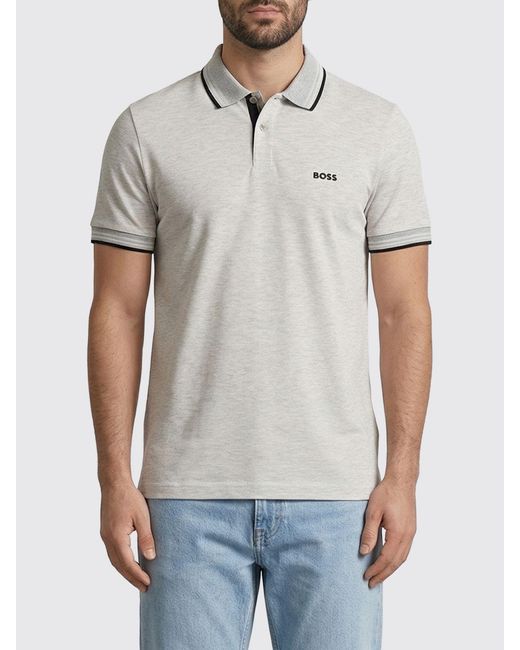 Boss Gray Cotton Polo With Logo for men