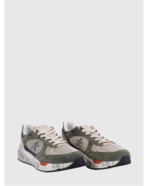 Premiata White Mase Suede And Mesh Sneakers for men