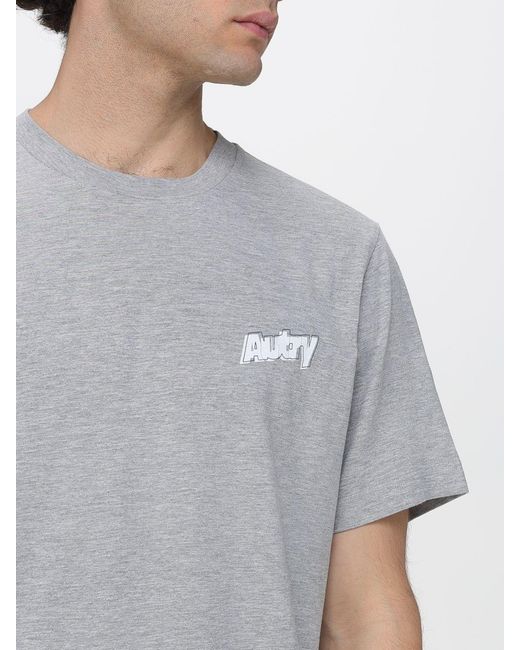 Autry Gray Cotton T-Shirt With Mini Logo for men