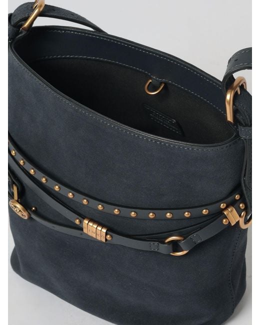 Pinko White Belt Suede Bucket Bag