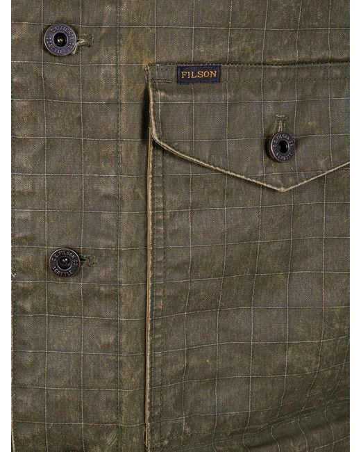 Filson Green Journeyman Cotton Jacket With Corduroy Collar for men
