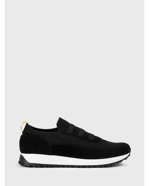 Doucal's Black Crochet Technical Fabric And Suede Sneakers for men