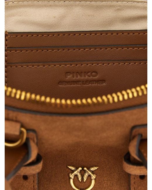 Pinko Brown Escape Suede Bag
