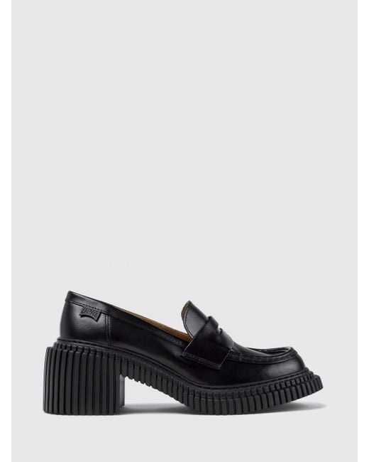 Camper Black Pix London Polished Leather Loafers