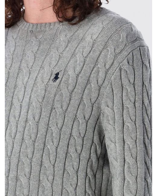 Polo Ralph Lauren Gray Classic Fit Long Sleeve Crewneck Pullover Sweater For Comfortable Daily Wear for men