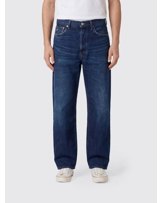 Levi's Blue Straight Fit Linen Blend Denim Jeans for men