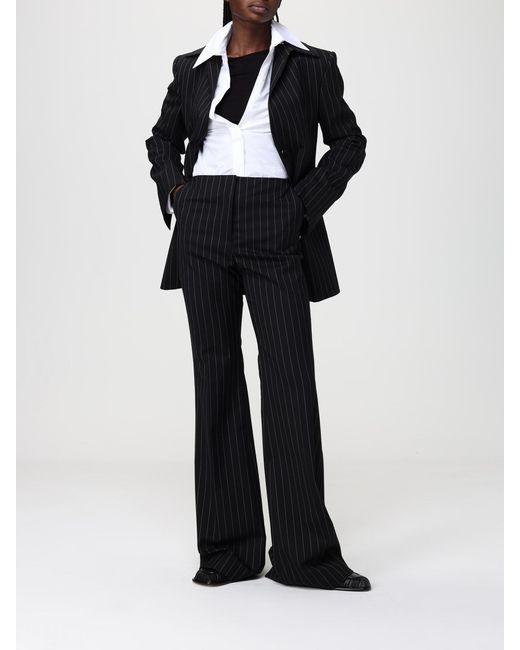 Sportmax Blue Pinstriped Virgin Wool Blazer