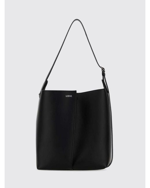 Loewe Black Cylindrical Calfskin Leather Shoulder Bag With Embossed Logo