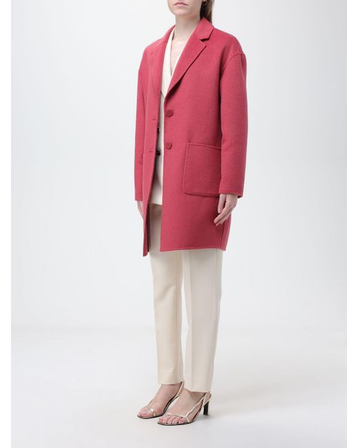 Twin Set Red Coat In Wool Blend