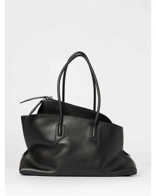 The Attico Black La Passeggiata Medium Leather Bag