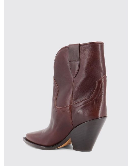 Isabel Marant Brown Leyane Leather Western Boots With Flared High Heel