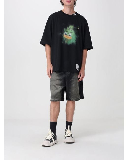 Maison Mihara Yasuhiro Black Oversized Cotton T-Shirt With Graphic Logo Print for men