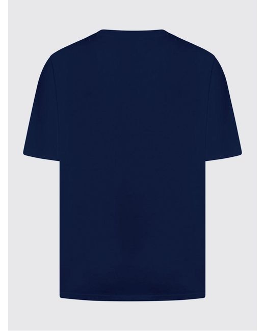 AMI Blue Basic Cotton T-Shirt With Mini Logo for men