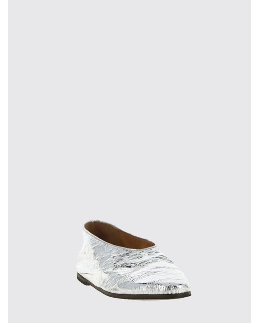 Marsèll White Coltellaccio Laminated Leather Ballerinas