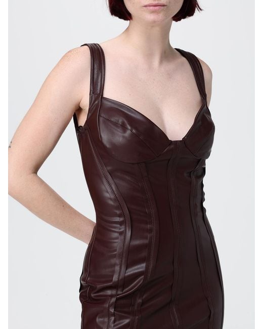 Elisabetta Franchi Red Smooth Faux Leather Midi Dress