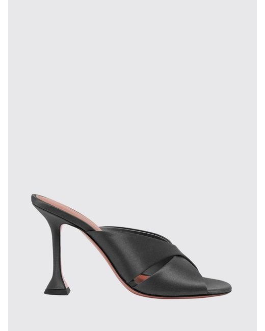 AMINA MUADDI Black Salma Silk Satin Mules