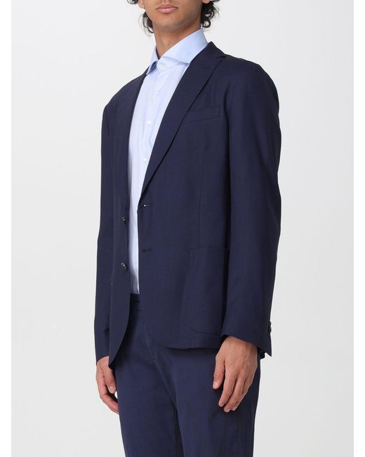 Corneliani Blue Single-Breasted Wool Blazer With Classic Lapels And Patch Pockets for men