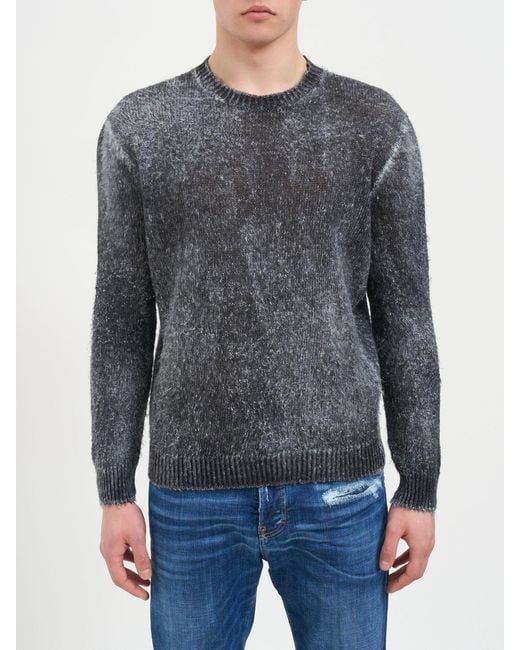 Avant Toi Gray Linen Crew Neck Sweater for men