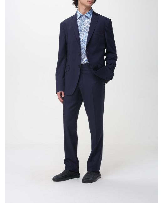 Etro Blue Cotton Paisley Shirt for men