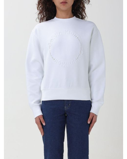 Felpa con logo di Calvin Klein in White