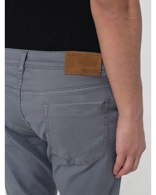 Incotex Blue Slim Fit Cotton Trousers for men
