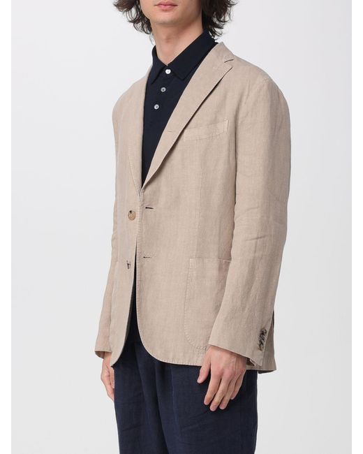 Boglioli Natural Linen Single-Breasted Blazer for men