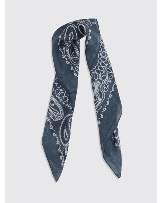 Golden Goose Deluxe Brand Blue Abstract Print Silk Bandana With A Paisley Motif