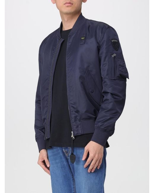 Blauer Blue Nylon Bomber Jacket With Logo for men